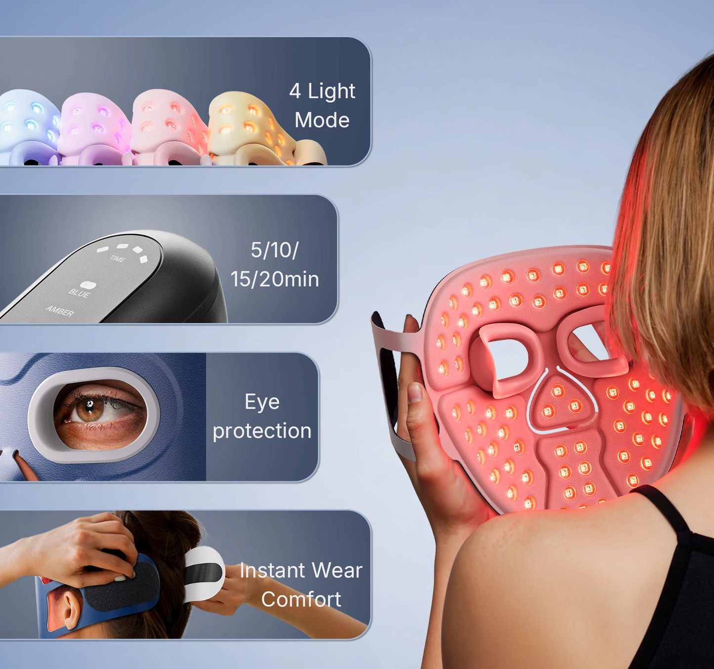 Lumilux™ Wireless PDT LED Infrared Therapy Mask with Remote